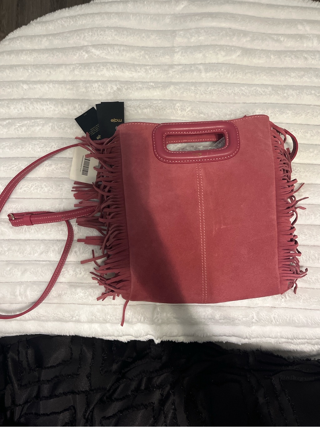 Authentic Maje Paris Suede Fringe Bag With Dust Bag